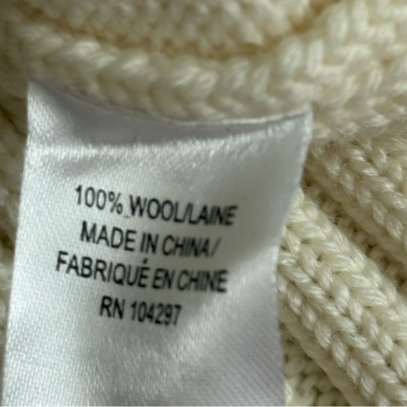 Milly Ivory Cable Knit Pullover Crop Soft Wool Sweater Size L - Picture 12 of 12